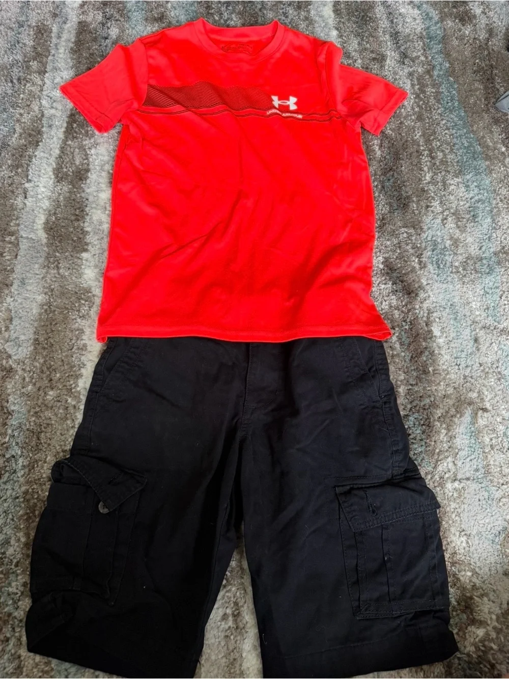 Under Armour Boys' Red Tee size medium Arizona black shorts size 10 outfit